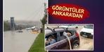 İçi su dolu araçları plastik şişelerle boşaltmaya çalıştılar! Yer: Ankara...